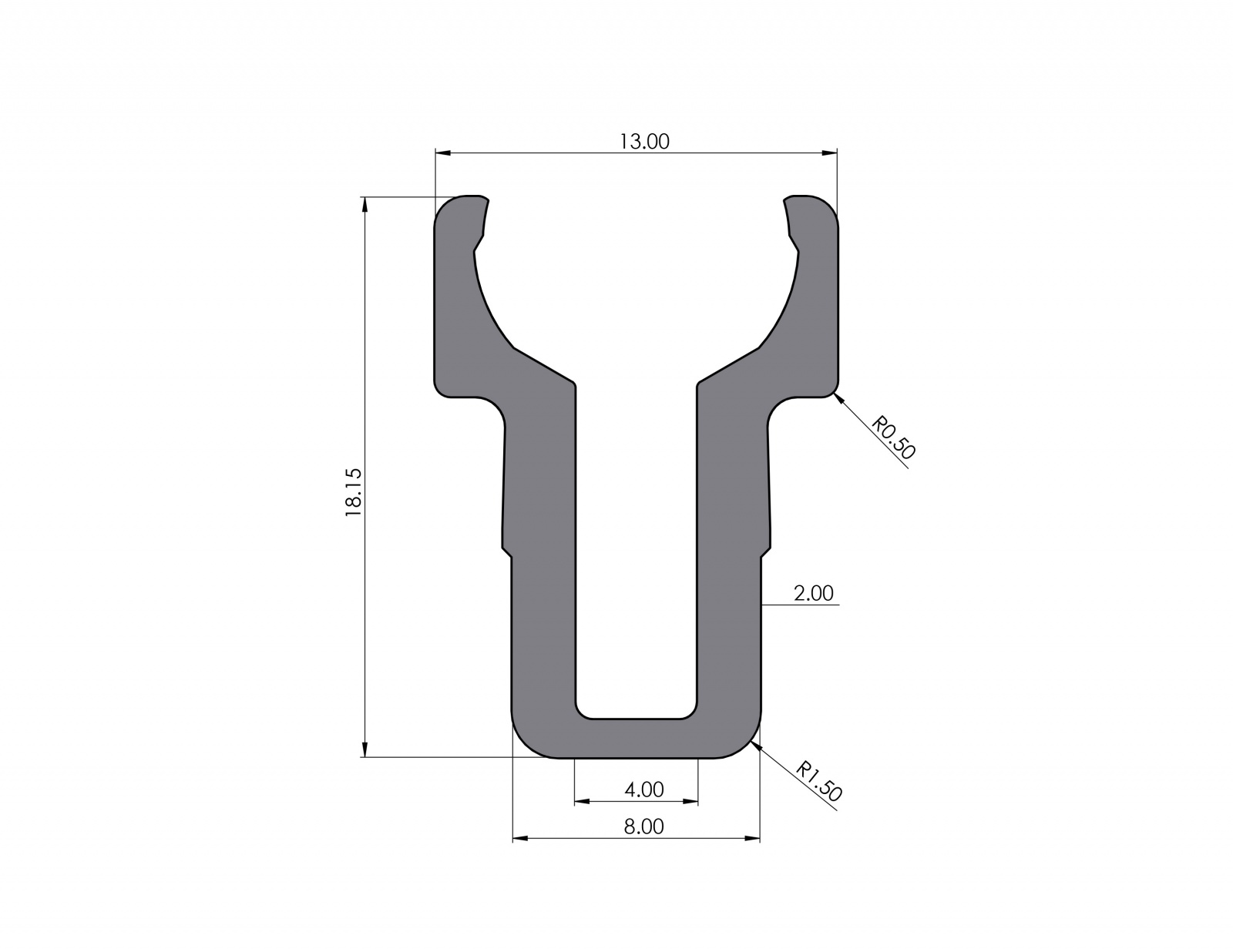 Shaft clamping profile slot 8 D10 I-type